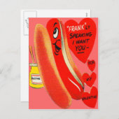 ヴィンテージレトロホットドッグバレンタインカード シーズンポストカード (正面/裏面)