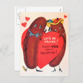 ヴィンテージレトロホットドッグバレンタイン シーズンポストカード (正面/裏面)