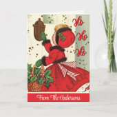 ヴィンテージレトロホホホホクリスマスガールカスタム シーズンカード (正面)