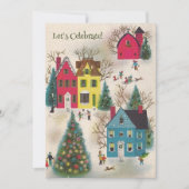 ヴィンテージレトロホリデークリスマスパーティー 招待状 (正面)