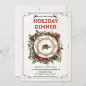 ヴィンテージレトロホリデーディナープレート招待状 招待状 (正面)