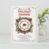 ヴィンテージレトロホリデーディナープレート招待状 招待状 (スタンド正面)