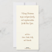 ヴィンテージレトロホワイトと金ゴールドクリスマスツリーカスタム シーズンカード (裏面)