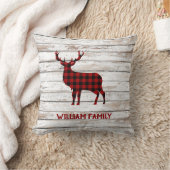 ヴィンテージレトロホワイトウッドタータンチェッククリスマスディアー クッション (ブランケット)