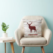 ヴィンテージレトロホワイトウッドタータンチェッククリスマスディアー クッション (椅子)