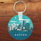 ヴィンテージレトロボストンシティスカイラインボストンシティ キーホルダー (正面)