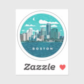 ヴィンテージレトロボストンシティスカイラインボストンシティ シール (シート)