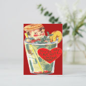 ヴィンテージレトロボーイインカクテルバレンタインカード シーズンポストカード (スタンド正面)