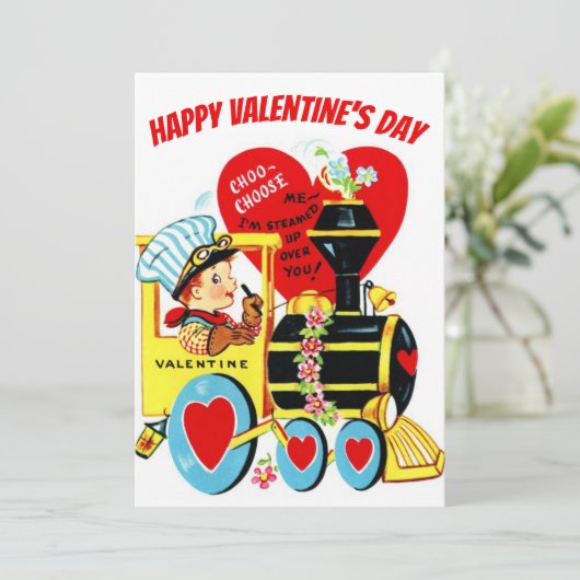 ヴィンテージレトロボーイオントレインカスタムバレンタインデー シーズンカード (スタンド正面)