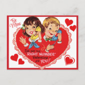 ヴィンテージレトロボーイガールバレンタインデー シーズンポストカード (正面)