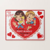 ヴィンテージレトロボーイガールビーマイニングバレンタインデー ジグソーパズル (横)