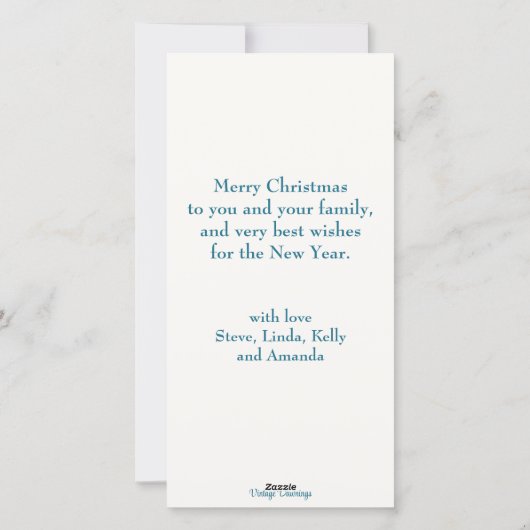 ヴィンテージレトロボーイスキーかわいいカスタムクリスマス シーズンカード (裏面)