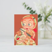 ヴィンテージレトロボーイ狩りベアーバレンタインカード シーズンポストカード (スタンド正面)