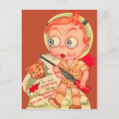 ヴィンテージレトロボーイ狩りベアーバレンタインカード シーズンポストカード (正面)