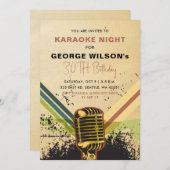 ヴィンテージレトロマイク大人カラオケパーティー 招待状 (正面/裏面)