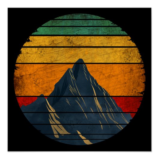 ヴィンテージレトロマウンテン登山ハイキングマウンテン ポスター (正面)