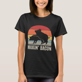 ヴィンテージレトロマキンベーコンポークベーコン Tシャツ