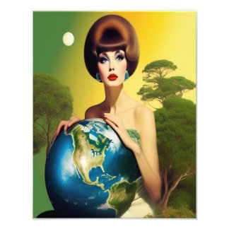 ヴィンテージレトロマザー・アース・ポスター。 フォトプリント           