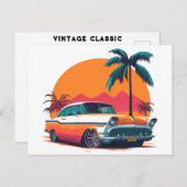 ヴィンテージレトロマッスルカーローライダークールクラシック ポストカード (正面/裏面)