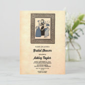 ヴィンテージレトロミッドセンチュリーオールドシックブライダルシャワー 招待状 (スタンド正面)
