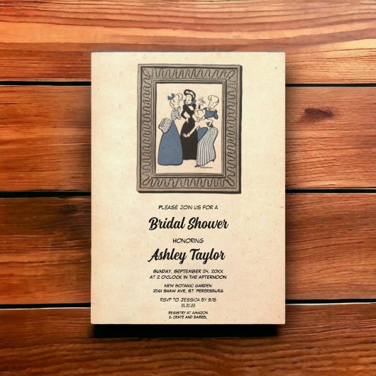 ヴィンテージレトロミッドセンチュリーオールドシックブライダルシャワー 招待状