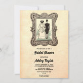 ヴィンテージレトロミッドセンチュリーモダンブライダルシャワー 招待状 (正面)