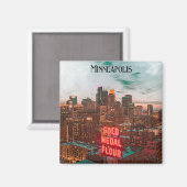 ヴィンテージレトロミネアポリスミネソタトラベルスカイライン マグネット (正面/裏面)