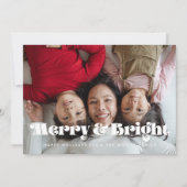 ヴィンテージレトロメリーと明るいクリスマスの写真 シーズンカード (正面)