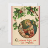 ヴィンテージレトロメリーアンドベビーイエズクリスマス シーズンカード (正面)