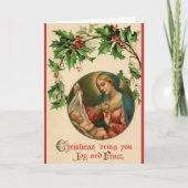 ヴィンテージレトロメリーアンドベビーイエズクリスマス シーズンカード (正面)