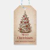 ヴィンテージレトロメリークリスマスツリーの好意 ギフトタグ (裏面)
