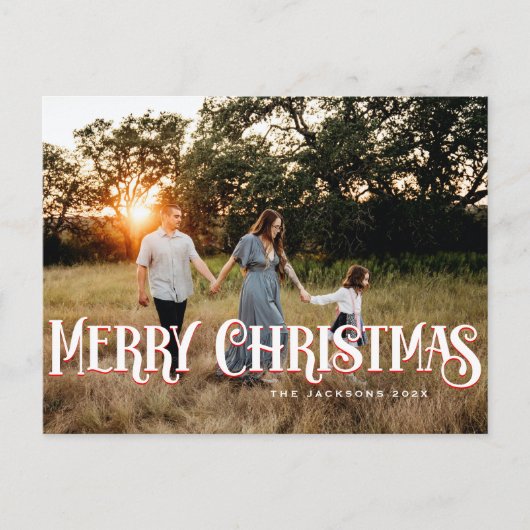 ヴィンテージレトロメリークリスマスデザイン ポストカード (正面)