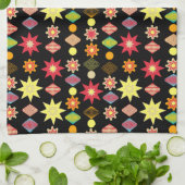 ヴィンテージレトロメリークリスマスパターン キッチンタオル (折り畳み)