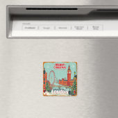 ヴィンテージレトロメリークリスマスロンドン マグネット (インサイチュ (食洗機))