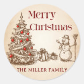 ヴィンテージレトロメリークリスマス ラウンドシール (正面)