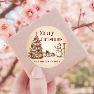 ヴィンテージレトロメリークリスマス ラウンドシール