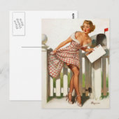 ヴィンテージレトロメールボックスピンナップガール ポストカード (正面/裏面)