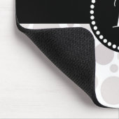 ヴィンテージレトロモノグラムホワイト及びシルバー水玉模様 マウスパッド (コーナー)