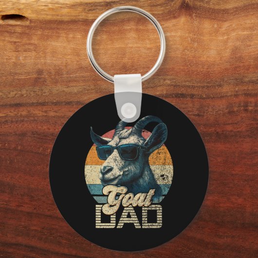 ヴィンテージレトロヤギパパ最高のヤギダディーファおもしろいート キーホルダー (正面)