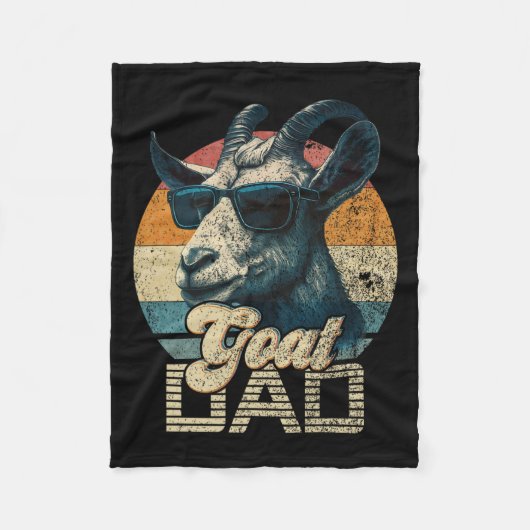 ヴィンテージレトロヤギパパ最高のヤギダディーファおもしろいート フリースブランケット (正面)