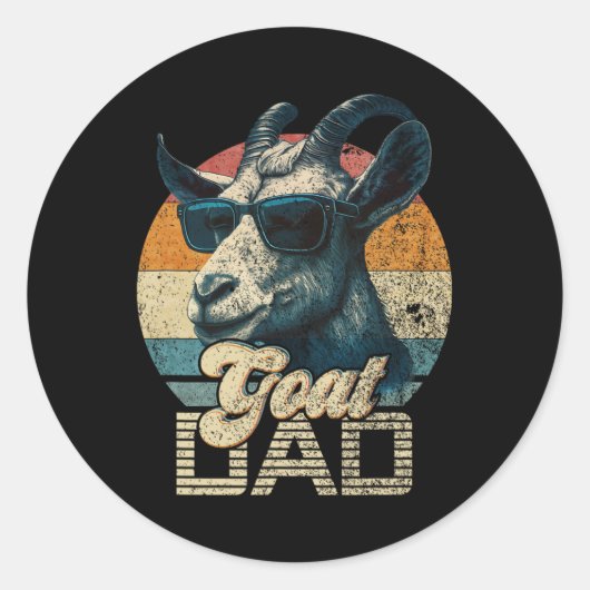 ヴィンテージレトロヤギパパ最高のヤギダディーファおもしろいート ラウンドシール (正面)
