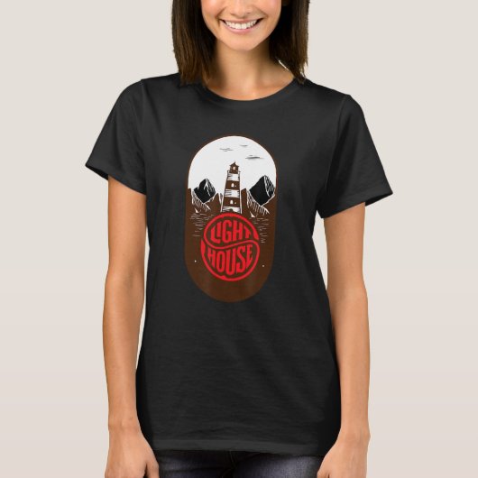 ヴィンテージレトロライトハウス海 Tシャツ (正面)
