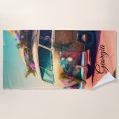 ヴィンテージレトロライフアットザビーチ ビーチタオル (正面)