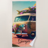 ヴィンテージレトロライフアットザビーチ ビーチタオル (正面)