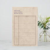 ヴィンテージレトロライブラリカード紙インク紙 便箋 (スタンド正面)