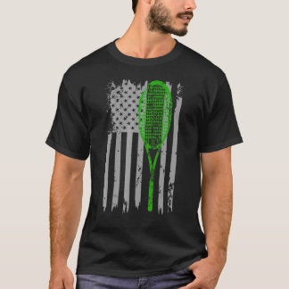 ヴィンテージレトロラケットテン付きアメリカ国旗 Tシャツ