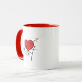ヴィンテージレトロラブアートキューピッドハート マグカップ (正面左)