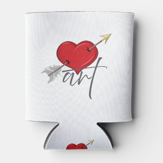 ヴィンテージレトロラブアートキューピッドハート 缶クーラー (正面)