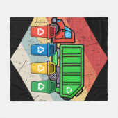 ヴィンテージレトロリサイクルごみ子供ごみトラック フリースブランケット (正面(横))