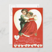 ヴィンテージレトロリトルキッズ踊りバレンタインカード シーズンポストカード (正面/裏面)